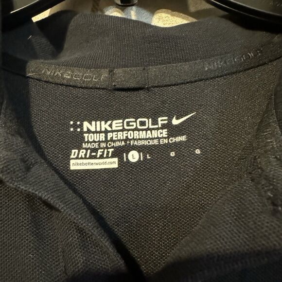 Nike Golf Tour Performance Dri-Fit Pique Knit Polo Shirt Solid Black  Large - Picture 4 of 7